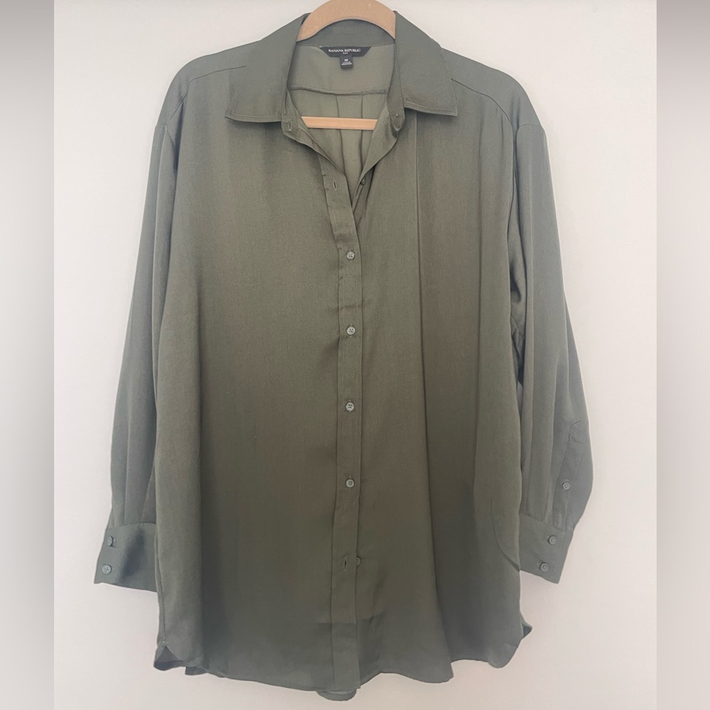 Banana Republic Dark Green Silky Shirt